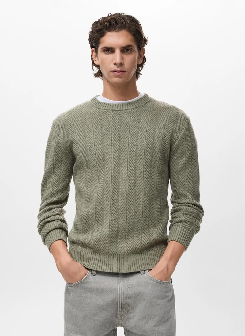 Mango Man Herringbone structured sweater