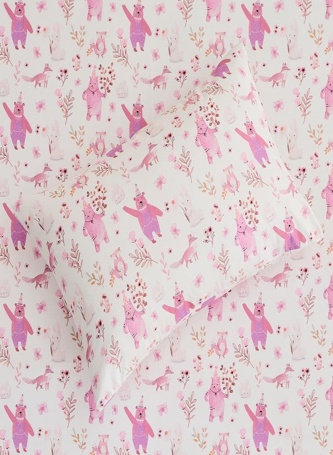 Gogreen Bed Sheet Set for Kids, Full Size Sheets Microfiber Fitted Sheet, Breathable & Silky Soft Feeling Kids Sheet Set 4 PCs Pink Bear Full Bed Sheet - Image 5