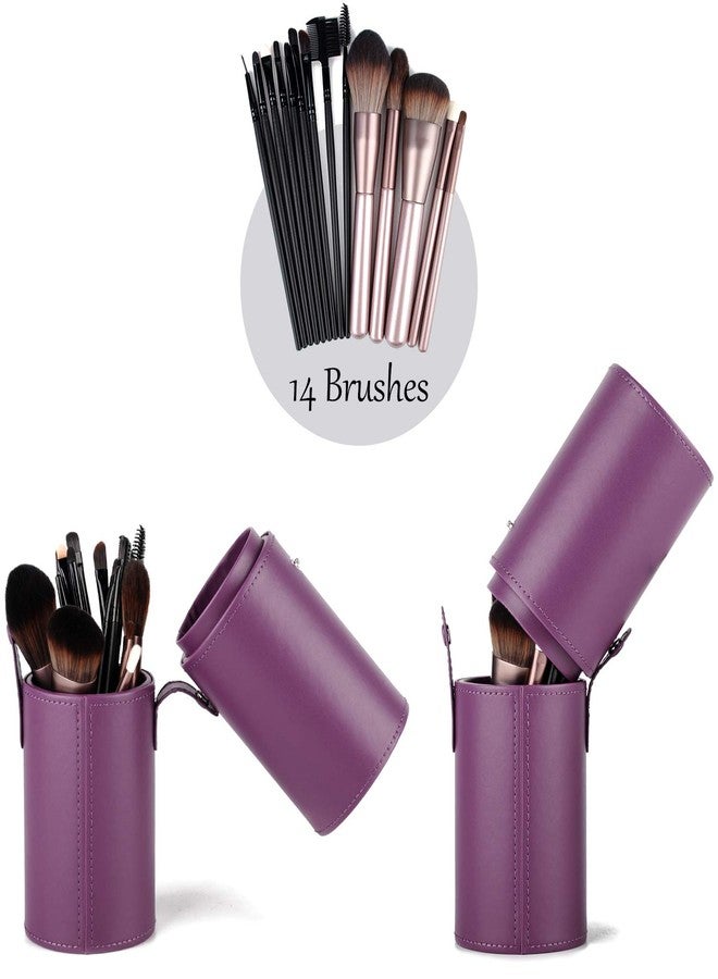 Narwey Makeup Brush Holder Travel Brushes Case Bag Cup Storage Dustproof for Women (Purple) - Image 2