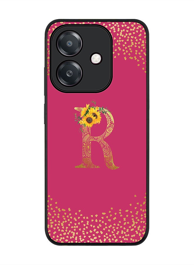 Stylizedd For Oppo A5i Case,Slim fit Camera Protection, Shockproof Thin Phone cover  - Custom Floral Monogram - R ( Deep Pink )