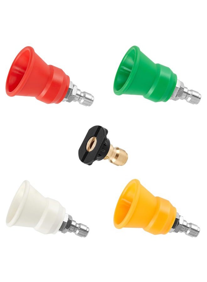 Raincovo Pressure Washer Nozzle Guard, Power Washer Nozzle Tips with Rubber Protector, 0, 15, 25, 40 degree Pressure Washer Nozzles and Soap Nozzle, Orifice 3.0 - Image 1
