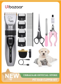 URbazaar 13 Pcs Dog Shaver Clippers, Low Noise Electric Cordless Dog Grooming Supplies,Rechargeable Pet Grooming Kit with Scissors, Combs, Files, Nail Clippers and Spare cutter head for Dogs and Cats  - Image 1