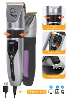 URbazaar 13 Pcs Dog Shaver Clippers, Low Noise Electric Cordless Dog Grooming Supplies,Rechargeable Pet Grooming Kit with Scissors, Combs, Files, Nail Clippers and Spare cutter head for Dogs and Cats  - Image 3