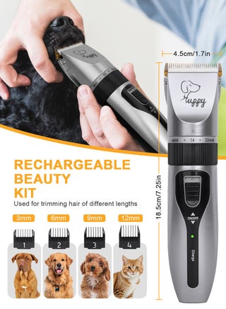 13 Pcs Dog Shaver Clippers, Low Noise Electric Cordless Dog Grooming Supplies,Rechargeable Pet Grooming Kit with Scissors, Combs, Files, Nail Clippers and Spare cutter head for Dogs and Cats - view 4