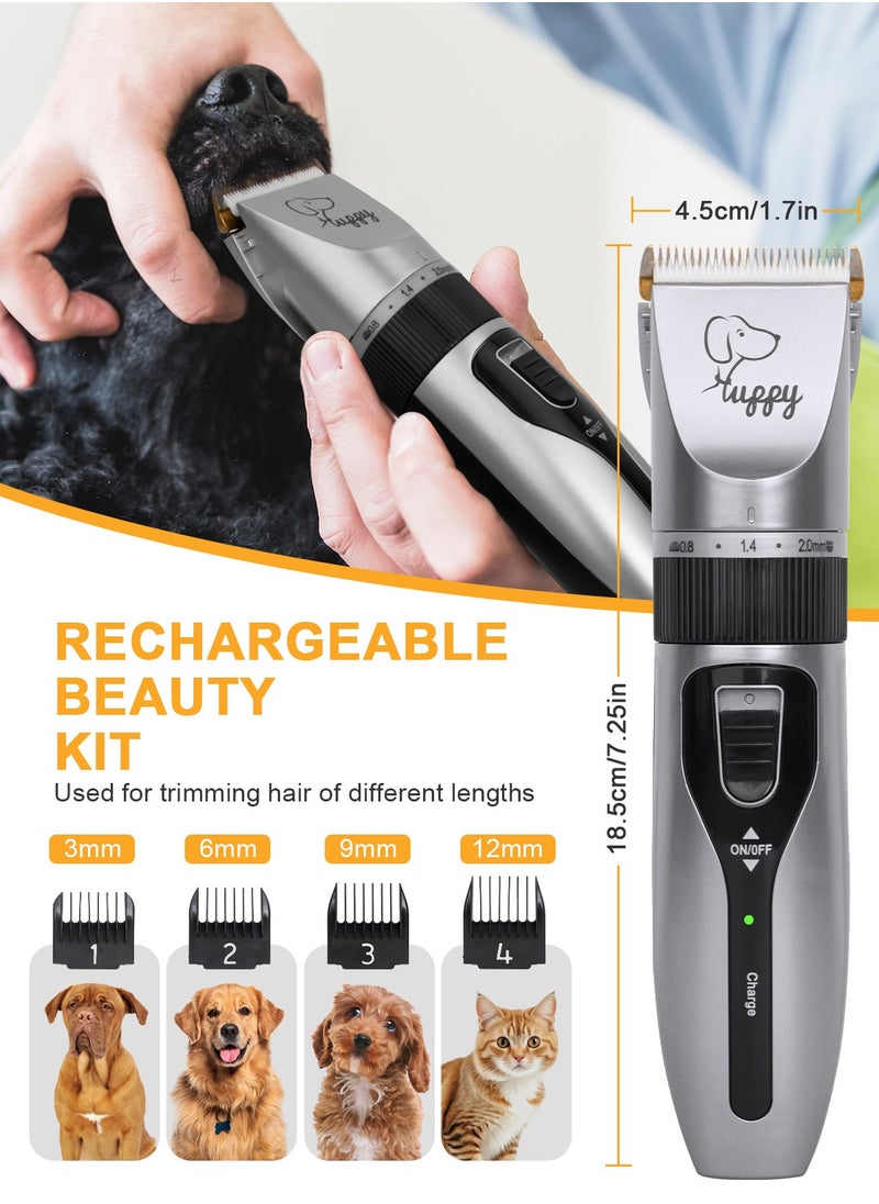 URbazaar 13 Pcs Dog Shaver Clippers, Low Noise Electric Cordless Dog Grooming Supplies,Rechargeable Pet Grooming Kit with Scissors, Combs, Files, Nail Clippers and Spare cutter head for Dogs and Cats  - Image 4