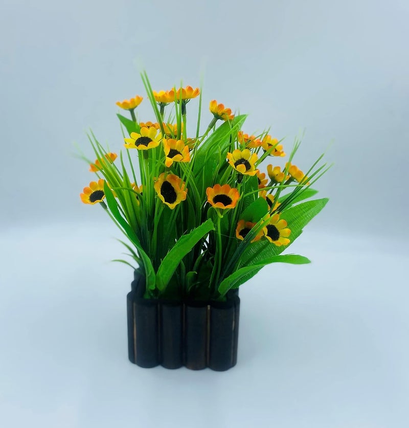 Ryme Ryme Artificial Wild Grass Flowers with Vase Pot for Home and Office Decoration Artificial Flowers for Table Top Centrepiece Decoration Yellow  - Image 3