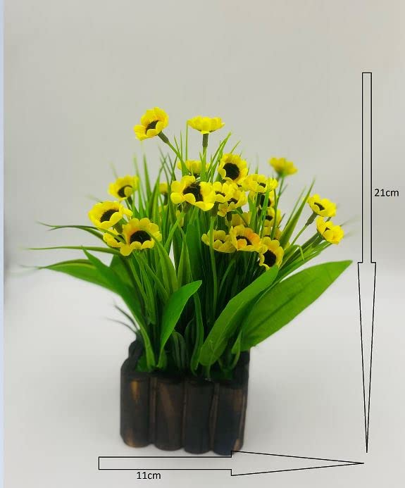 Ryme Ryme Artificial Wild Grass Flowers with Vase Pot for Home and Office Decoration Artificial Flowers for Table Top Centrepiece Decoration Yellow  - Image 2