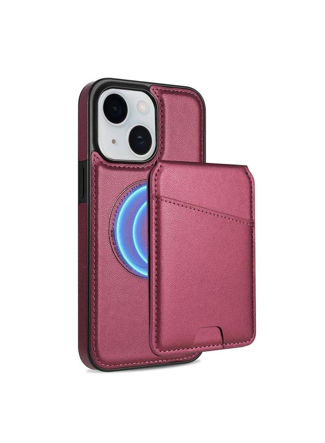 زبون جراب هاتف iPhone 13 / 14 مع حقيبة بطاقات قابلة للفصل وملمس الجلد، جراب هاتف Magsafe - Image 1