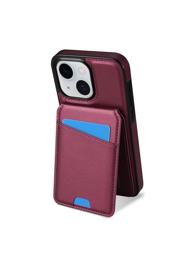 زبون جراب هاتف iPhone 13 / 14 مع حقيبة بطاقات قابلة للفصل وملمس الجلد، جراب هاتف Magsafe - Image 4