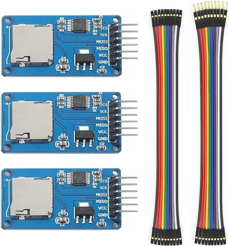 3Pcs Micro SD TF Card Adater Reader Module. Support Micro SD Card, Micro SDHC Card for Arduino UNO R3 MEGA 2560 Due