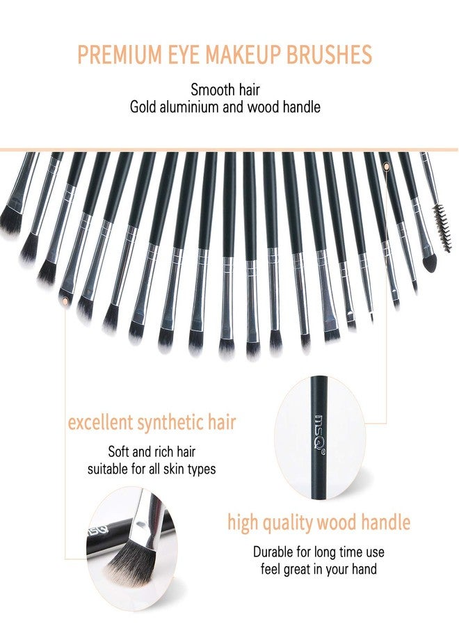 MSQ Eyeshadow Brushes Set 20pcs Makeup Eye Brushes Eyeshadow Blending Brush Eyebrow Eyeliner Lip Brush Beauty Brushes-Black - Image 3