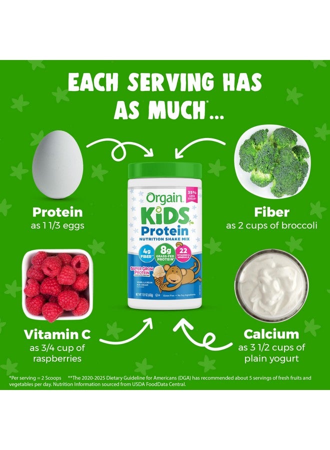 Orgain Kids Protein Powder Shake Mix, Vanilla Bean Ice Cream - 8g Grass-Fed Dairy Protein, 4g Fiber, 22 Vitamins & Minerals, Gluten Free, No Soy Ingredients, Adds Healthy Nutrients to Kids Snacks, 1lb - Image 3