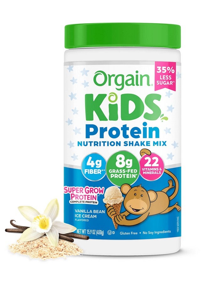 Orgain Kids Protein Powder Shake Mix, Vanilla Bean Ice Cream - 8g Grass-Fed Dairy Protein, 4g Fiber, 22 Vitamins & Minerals, Gluten Free, No Soy Ingredients, Adds Healthy Nutrients to Kids Snacks, 1lb - Image 1