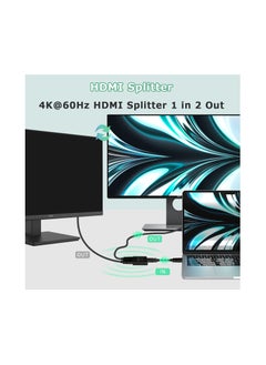 Generic HDMI Splitter 1x2 for Dual Monitors, 4K Dual HDMI Adapter for Mirroring, Supports HDCP 2.2, 18.5Gbps, Auto Scaling, Full HD 1080P 3D, Includes HDMI Cable.  - Image 2