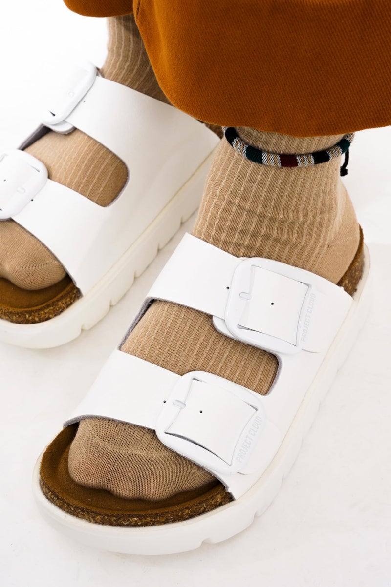 Project Cloud 100% Genuine Leather Platform Sandals Women Footwear - Wedge Chunky Slides for Women 2026 with Memory Foam Insole & Cork Footbed Womens Sandals (GreeceChunky) - Image 2