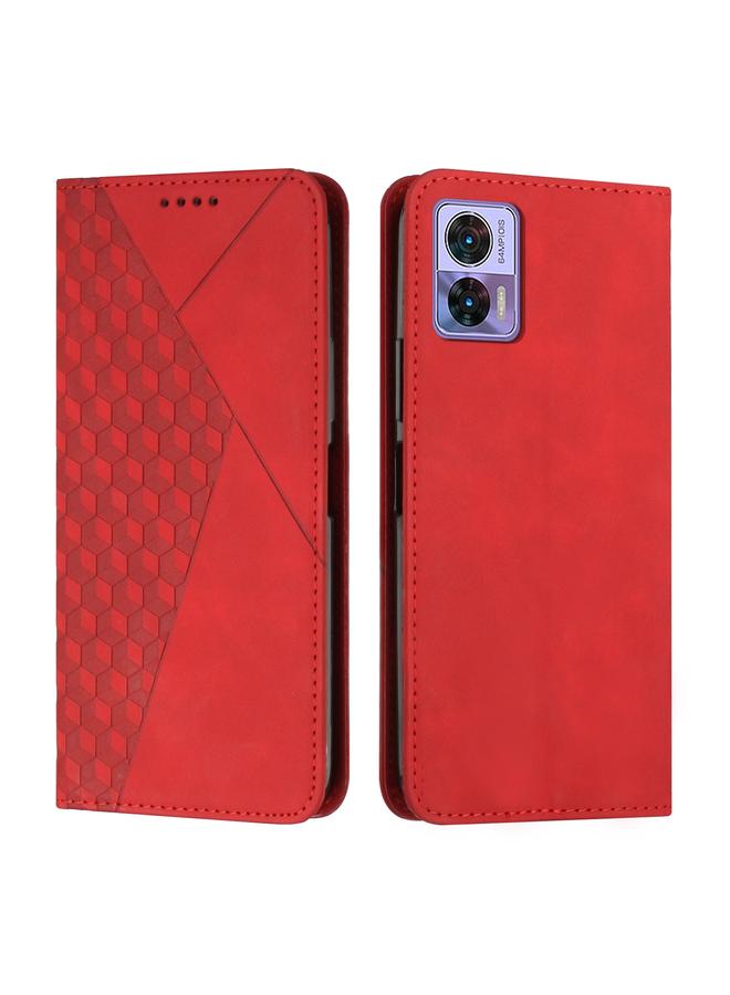 اس-توب جراب لهاتف Motorola Edge 30 Neo / Edge 30 Lite بنمط ماسي من الجلد المغناطيسي - Image 1