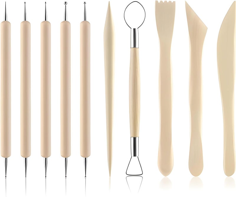 VINTAGER Polymer Clay Tools Clay Sculpting Tools Modelling Tools for DIY Art Crafts Modeling Shaping Carving Dotting Lines Emboss Pottery Tools Kit 10 Pieces