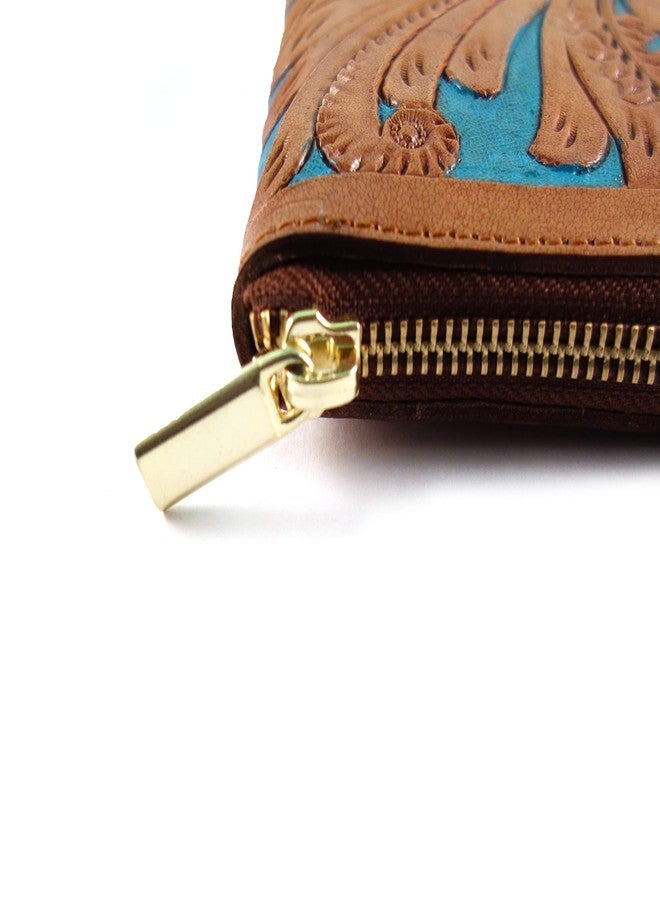 cords craft, Purse for Women, Hand Tooled, Turquoise with Semi-Precious Stone - Image 5