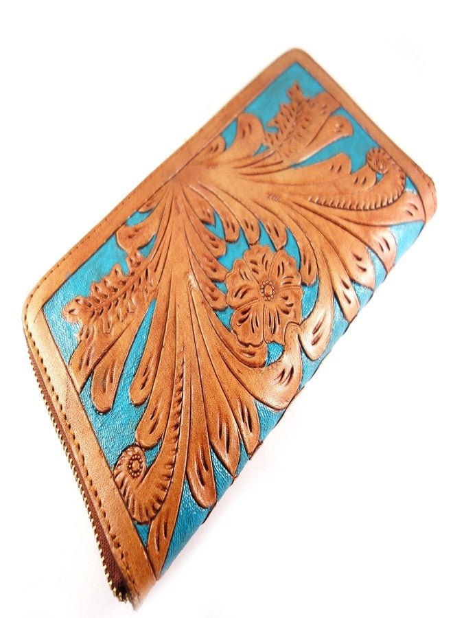 cords craft, Purse for Women, Hand Tooled, Turquoise with Semi-Precious Stone - Image 2