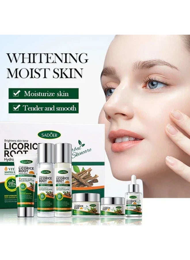 SADOER 6-Piece Licorice Root Vitamin C Skincare System for Whitening, Repair, Deep Hydration, Soothing and Brightening, Herbal Facial Set with Natural Extracts for Glowing Skin, Anti-Aging Support and Everyday Nourish Care - Image 3