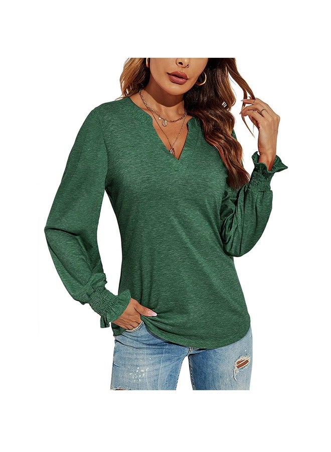 NIBEMINENT V-Neck Basic Casual Long Sleeve T-Shirt - Image 1