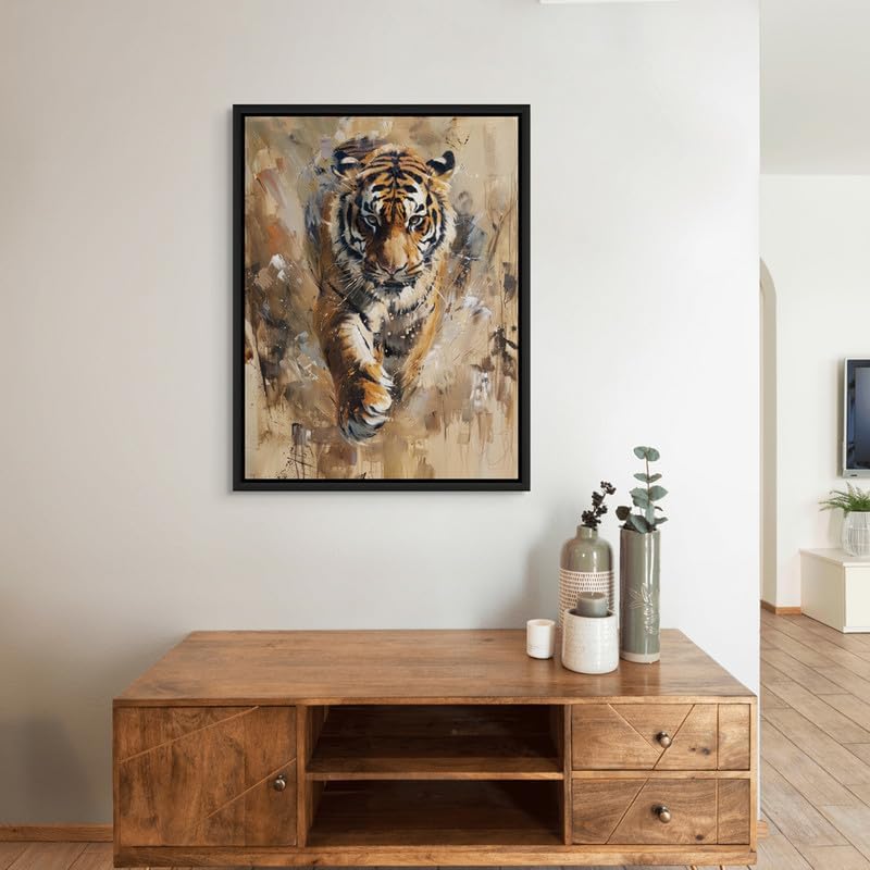 Art Decor Framed Canvas Wall Art of Tiger Painting Print Portrait Wild Animal in Jungle Wall Décor for Home Living Room Bedroom Home Décor Gifting 30x40cm - Image 3