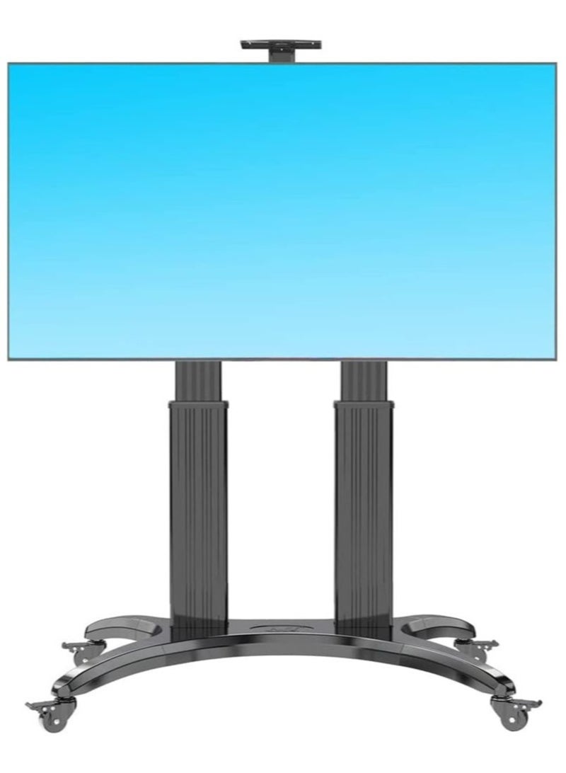 ELTRAZONE Heavy Duty Aluminum Rolling TV Cart for 65-85" Flat Screens, Mobile TV Stand with Load Capacity up to 57kgs - Image 1