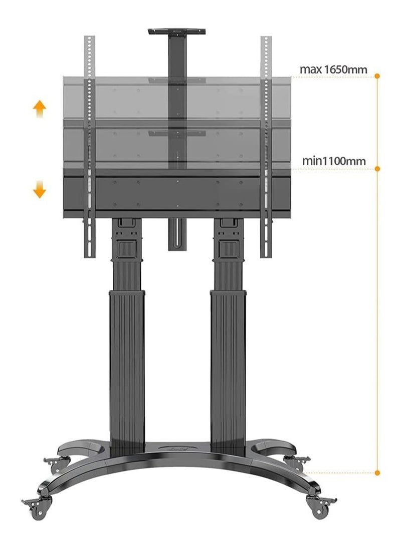 ELTRAZONE Heavy Duty Aluminum Rolling TV Cart for 65-85" Flat Screens, Mobile TV Stand with Load Capacity up to 57kgs - Image 2