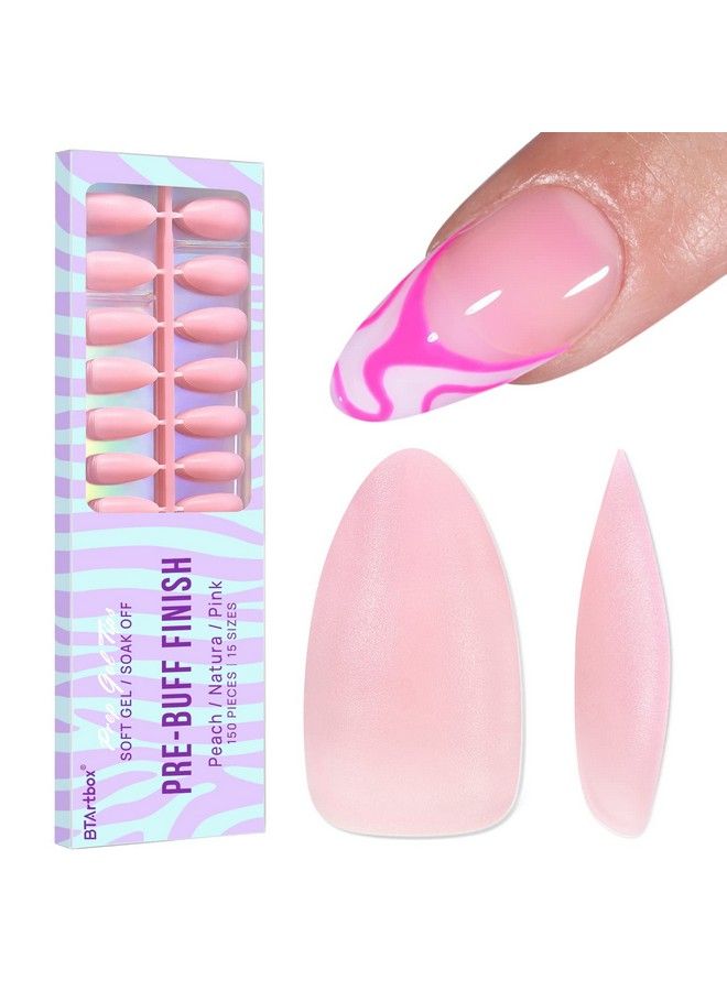 BTArtbox Almond Nail Tips Fake Nails Btartbox Gel Nails Full Matte Unltra Fit 2 In 1 Xcoat Tips With Tip Primer Cover 15 Sizes No Need File Preshaped Press On False Nails Soak Off Nail Extensions 150Pcs - Image 1