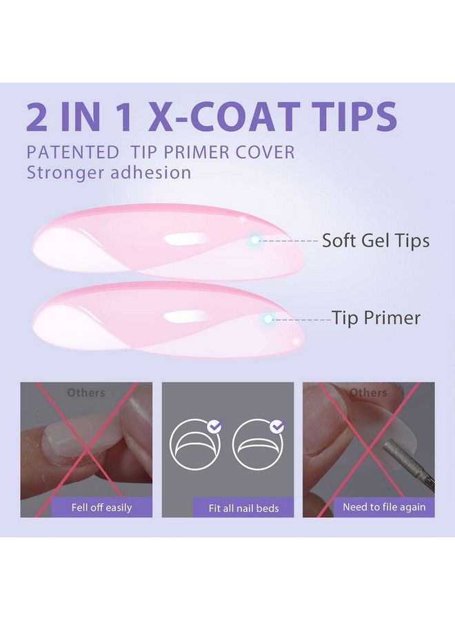 BTArtbox Almond Nail Tips Fake Nails Btartbox Gel Nails Full Matte Unltra Fit 2 In 1 Xcoat Tips With Tip Primer Cover 15 Sizes No Need File Preshaped Press On False Nails Soak Off Nail Extensions 150Pcs - Image 4