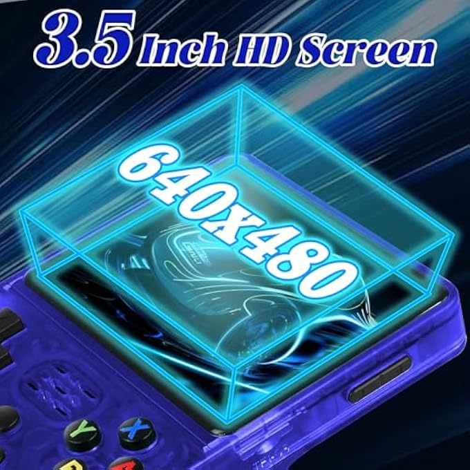 R36S RETRO HANDHELD VIDEO GAME CONSOLE -LINUX SYSTEM,3000MAH BATTERY,3.5 INCH SCREEN,64G TF CARD,20000+ CLASSIC GAMES,PORTABLE GAME CONSOLE FOR PRESENT TO GIVE FRIENDS FOR CHRISTMAS-BLUE - Image 3