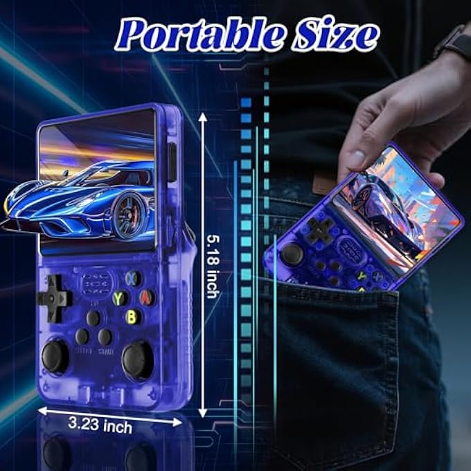 R36S RETRO HANDHELD VIDEO GAME CONSOLE -LINUX SYSTEM,3000MAH BATTERY,3.5 INCH SCREEN,64G TF CARD,20000+ CLASSIC GAMES,PORTABLE GAME CONSOLE FOR PRESENT TO GIVE FRIENDS FOR CHRISTMAS-BLUE - Image 5