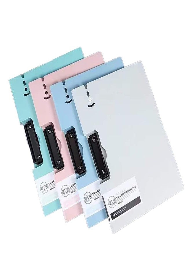 Ronteno File Pad A4 360 Over Flip Writing Pad Waterproof Foldover Clipboards File Folder Flip Profile Clips Hardback Boards Form Organizer for Business, Office (4 Pics, Green, Blue, Pink, Gray) - Image 1