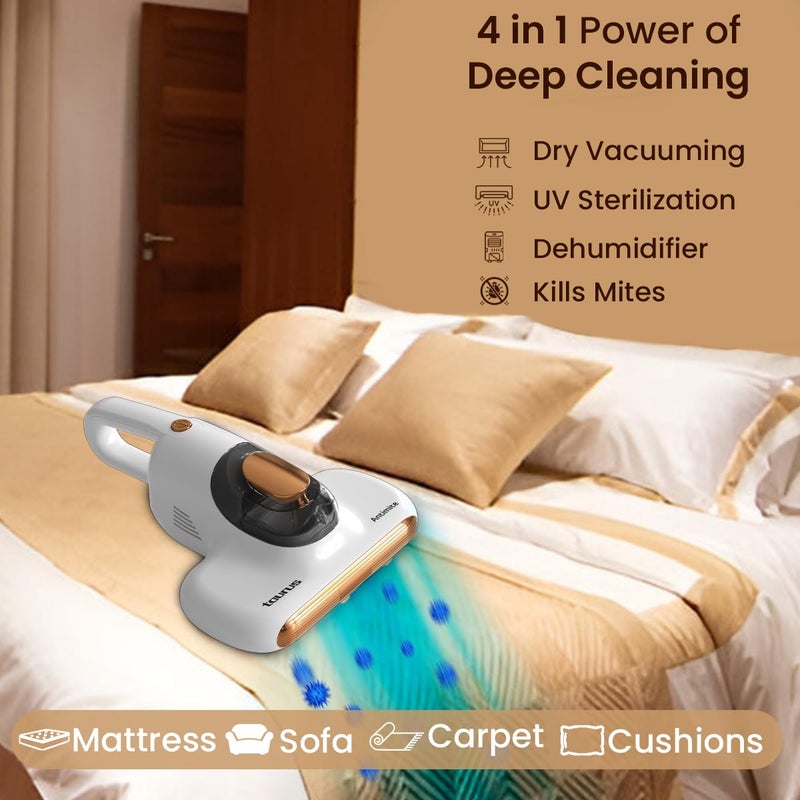 Taurus Bed Vacuum Cleaner for Home400W Anti Dust Mite Mattress Vacuum Cleaner with Uv Light Sterilization10Kpa Suction Power Corded Handheld Vacuum with Hepa Filter for SofaPillowsWhite - Image 2