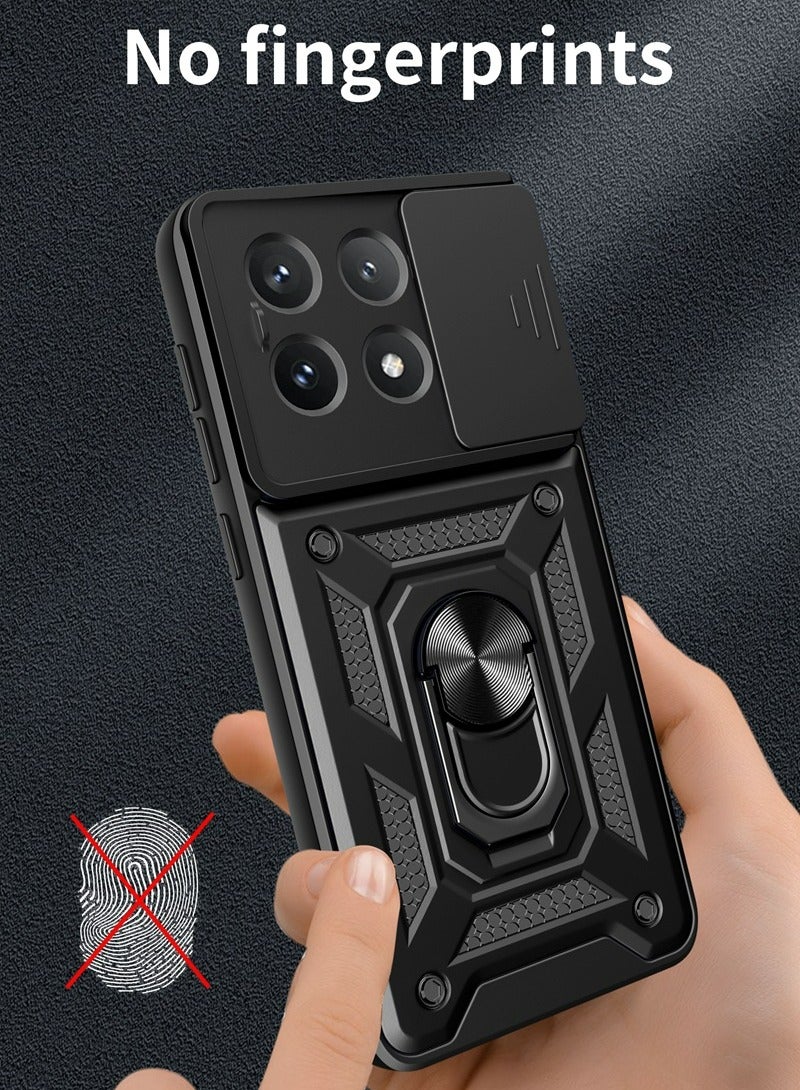 Case Cover For Xiaomi Redmi Note 13 4G Mobile Phone , Slide Camera Lens Cover + 360°Rotating Kickstand Ring + Bumper Shockproof Phone Case - Image 4