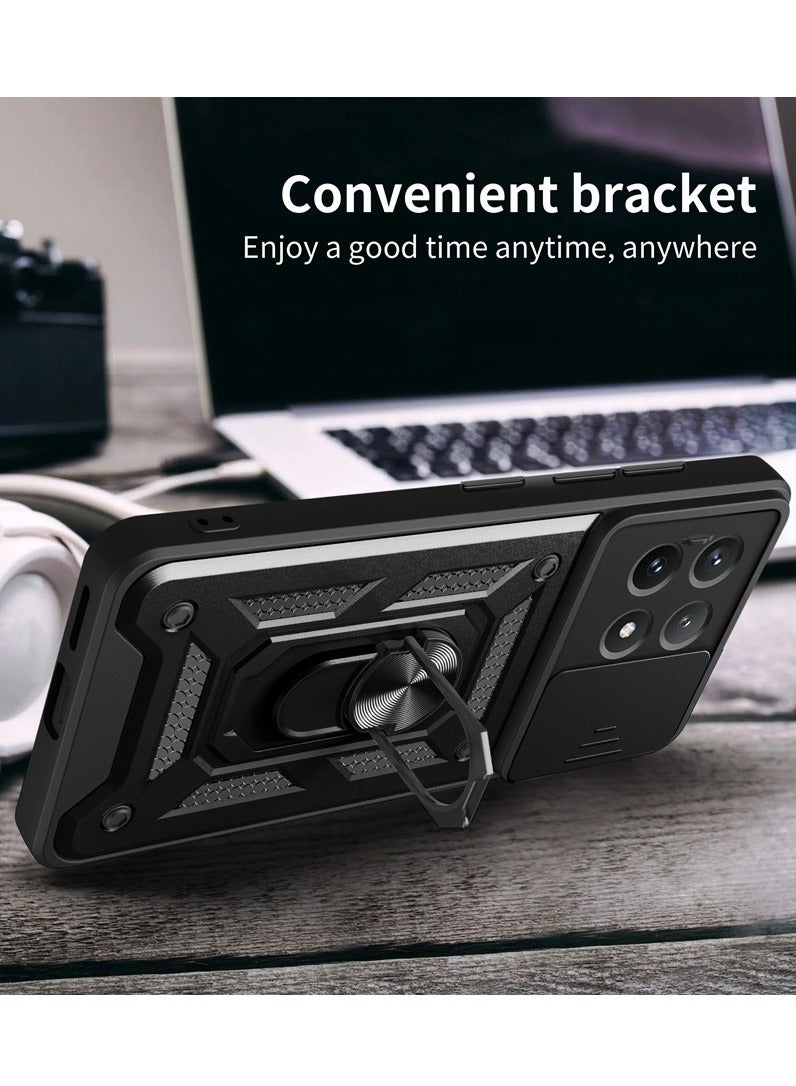 Case Cover For Xiaomi Redmi Note 13 4G Mobile Phone , Slide Camera Lens Cover + 360°Rotating Kickstand Ring + Bumper Shockproof Phone Case - Image 5