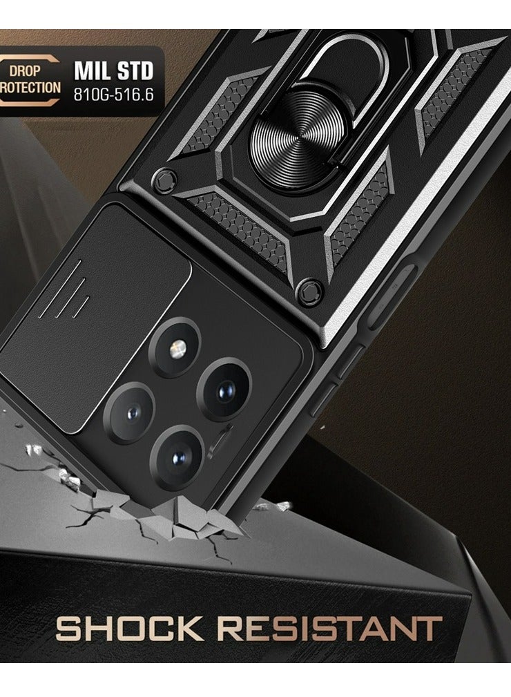 Case Cover For Xiaomi Redmi Note 13 4G Mobile Phone , Slide Camera Lens Cover + 360°Rotating Kickstand Ring + Bumper Shockproof Phone Case - Image 2