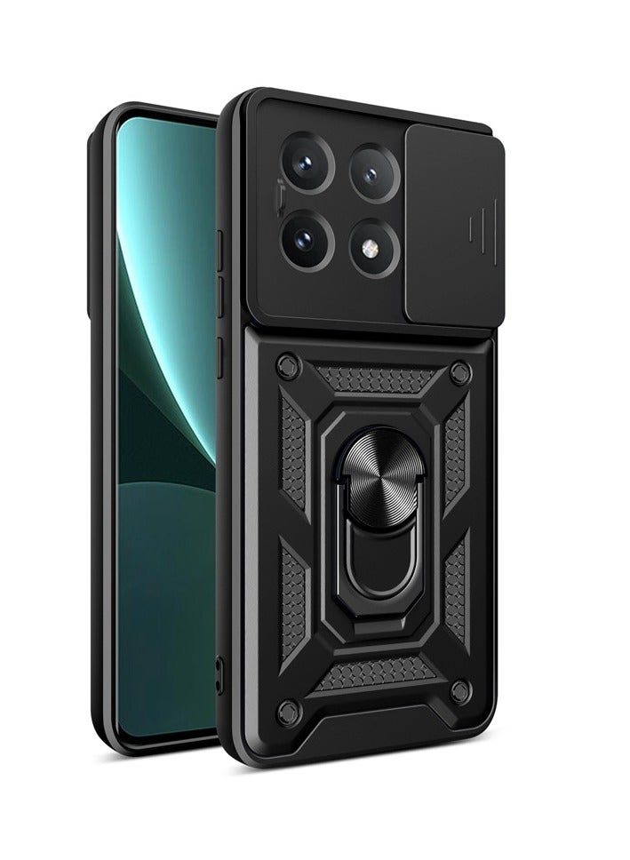 Case Cover For Xiaomi Redmi Note 13 4G Mobile Phone , Slide Camera Lens Cover + 360°Rotating Kickstand Ring + Bumper Shockproof Phone Case - Image 1
