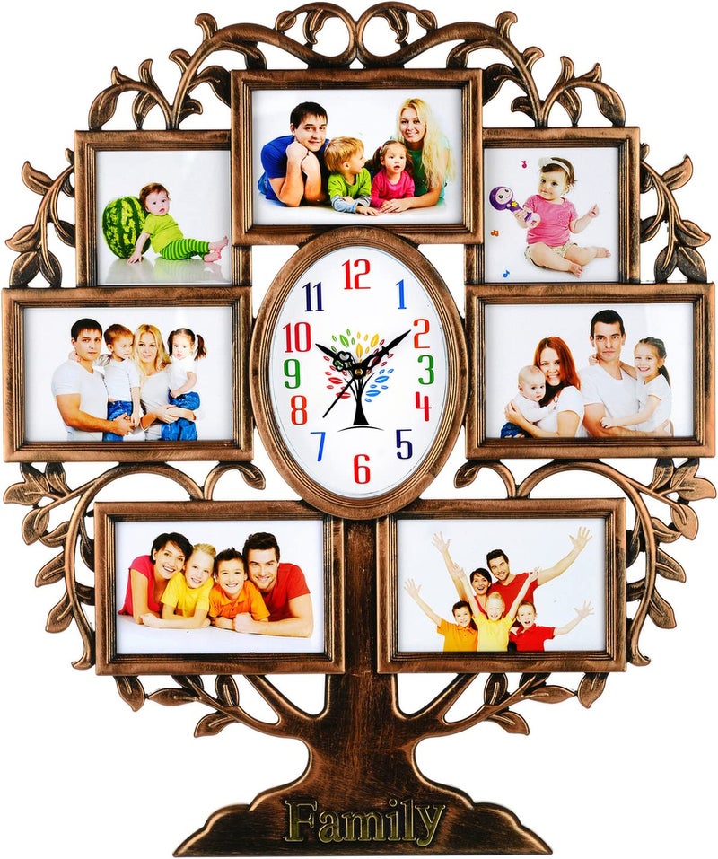 Harbour Analog Latest Stylish New Models Wall Clock with Photo Frames for Home Living Room Hall Bedroom (Size Height 58 CM X Width 48CM)- Home Decor Big Size Wall Clock Mz BLKK 3 - Image 2