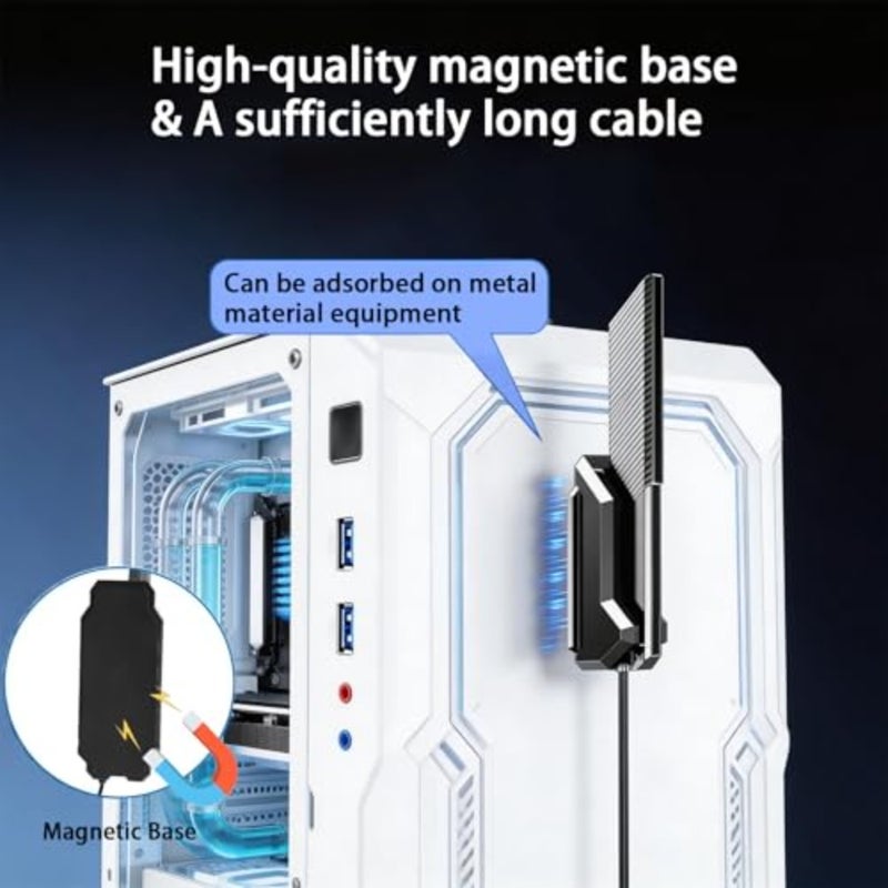 External WiFi 6E tri-band antenna 2.4GHz/5.8GHz/6GHz for PC desktops, gaming motherboards, WiFi-Bluetooth cards, routers RP-SMA connector, magnetic base, black, high-gain signal boost - Image 5