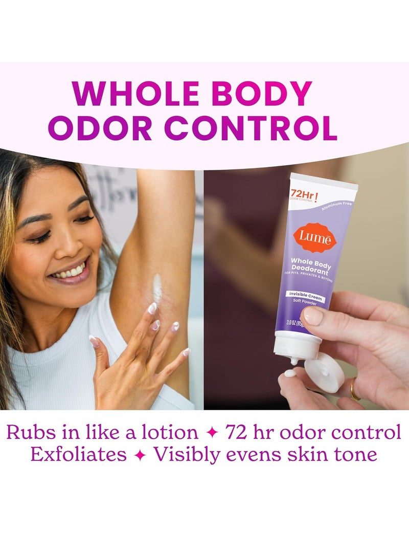 Lume Whole Body Deodorant - Invisible Cream Tube - 72 Hour Odor Control - Aluminum Free, Baking Soda Free, Skin Safe - 3.0 ounce - Image 5