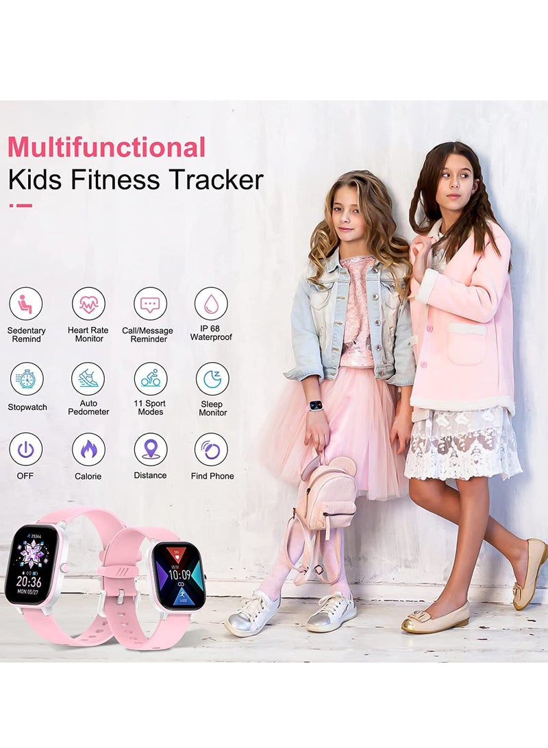 0TO1 TECH Smart Watch for Kids, IP68 Waterproof Kids Activity Fitness Tracker Watch with Heart Rate,19 Sports Modes, Sleep Monitor, Pedometers, Gift for Boys Girls Teens 6-16(Pink) - Image 2