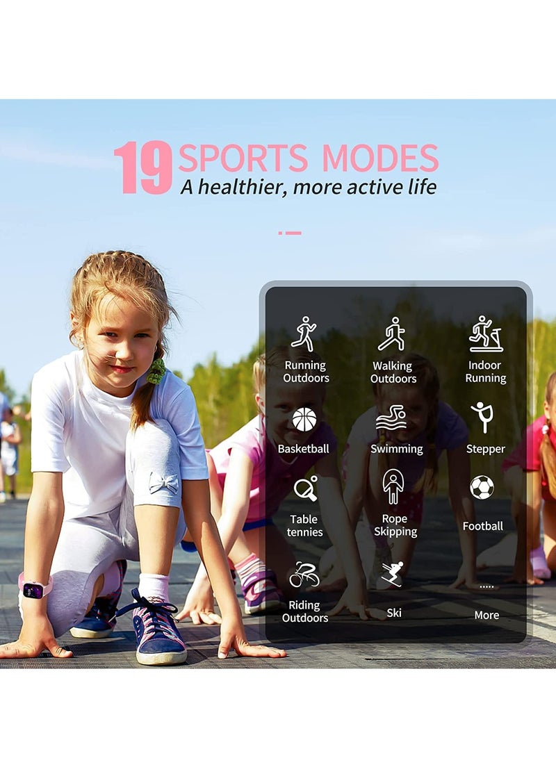 0TO1 TECH Smart Watch for Kids, IP68 Waterproof Kids Activity Fitness Tracker Watch with Heart Rate,19 Sports Modes, Sleep Monitor, Pedometers, Gift for Boys Girls Teens 6-16(Pink) - Image 3