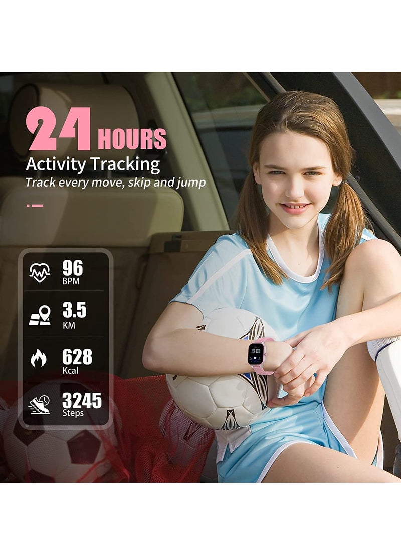 0TO1 TECH Smart Watch for Kids, IP68 Waterproof Kids Activity Fitness Tracker Watch with Heart Rate,19 Sports Modes, Sleep Monitor, Pedometers, Gift for Boys Girls Teens 6-16(Pink) - Image 4