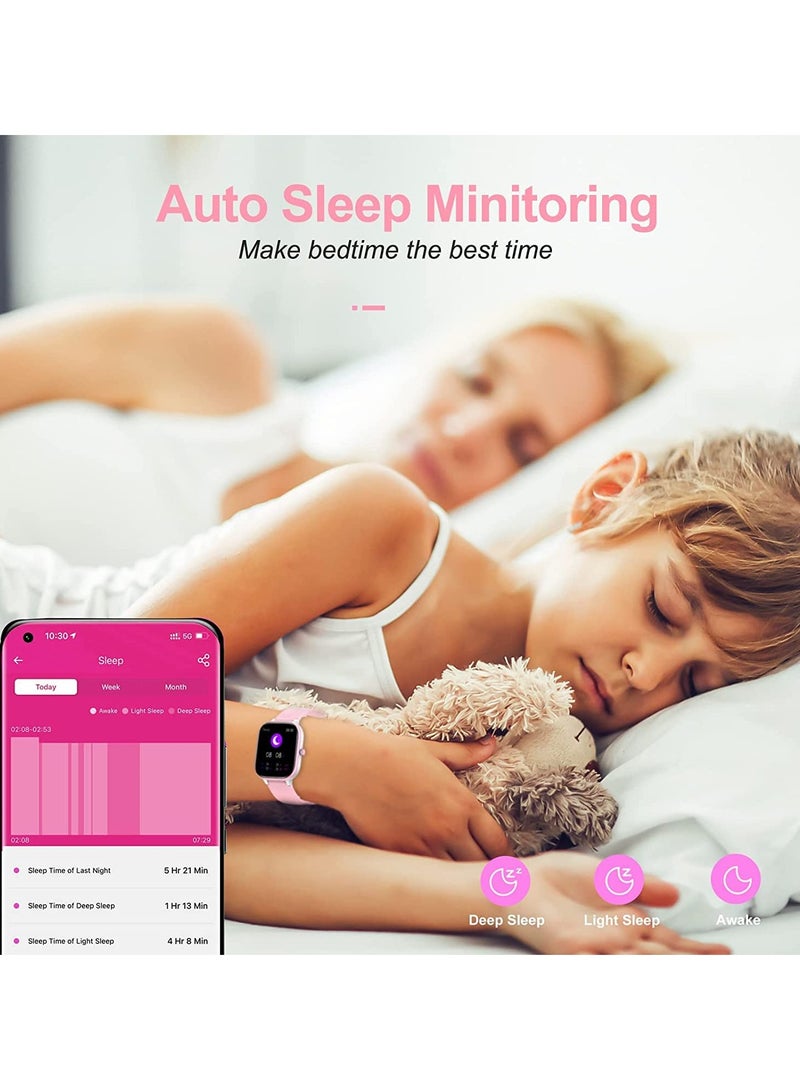 0TO1 TECH Smart Watch for Kids, IP68 Waterproof Kids Activity Fitness Tracker Watch with Heart Rate,19 Sports Modes, Sleep Monitor, Pedometers, Gift for Boys Girls Teens 6-16(Pink) - Image 5