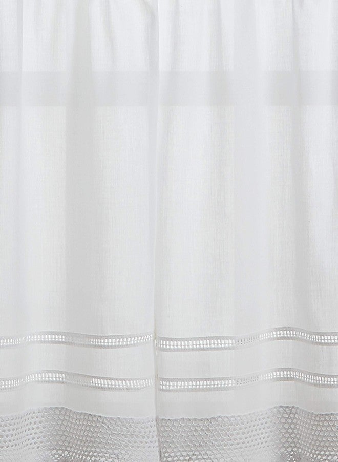 CHF & You White Crochet Cafe Kitchen Curtain Window Tier Pair, Rod Pocket, 29W x 36L inch, Set of 2 - Image 4