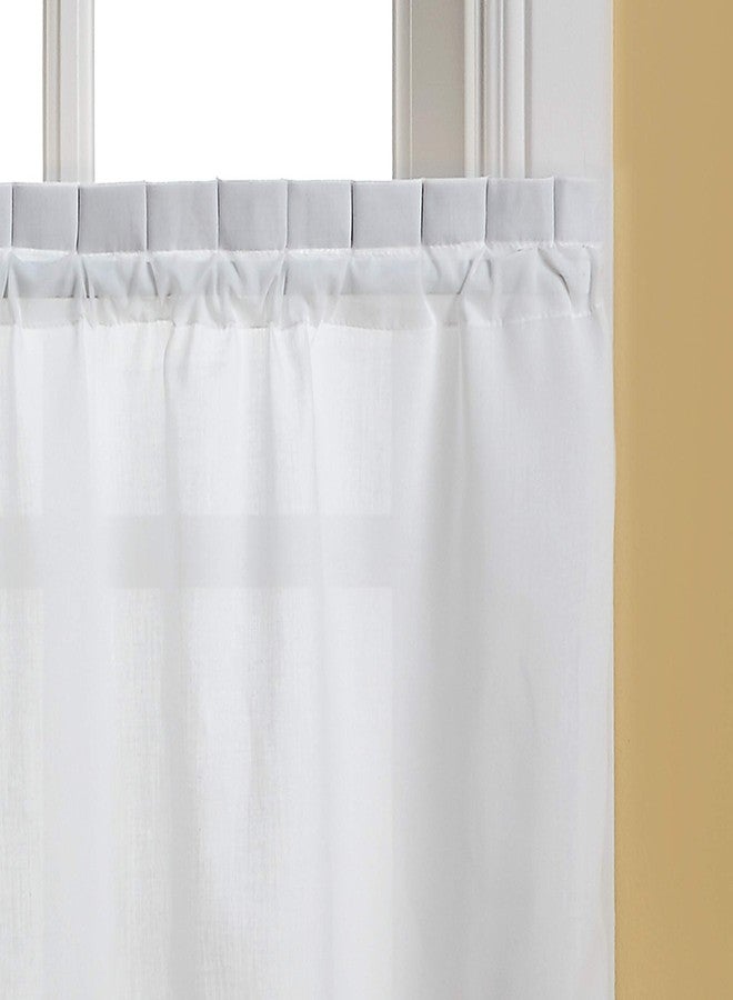 CHF & You White Crochet Cafe Kitchen Curtain Window Tier Pair, Rod Pocket, 29W x 36L inch, Set of 2 - Image 2