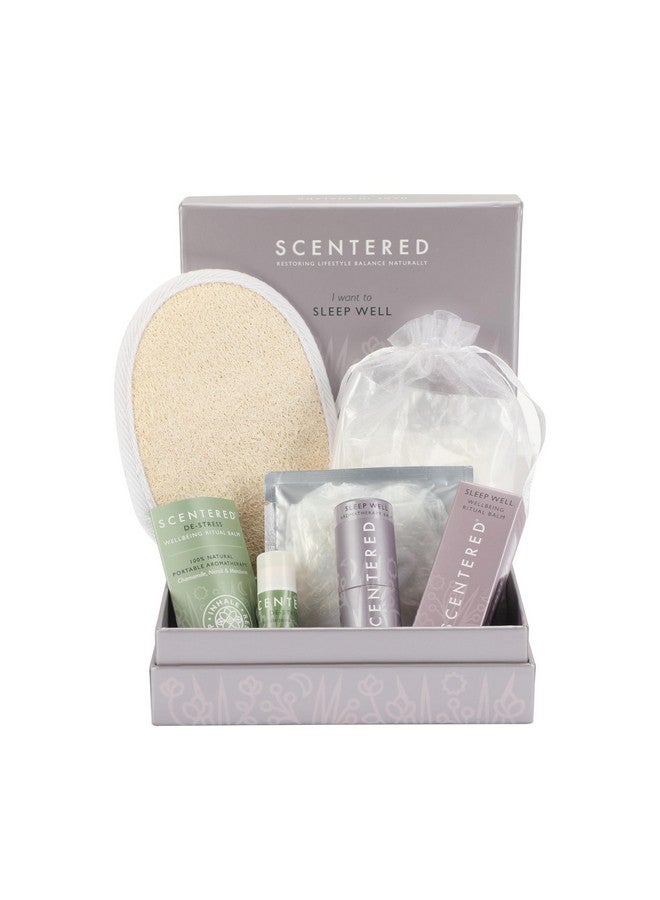 Scentered Prepare For A Great Night'S Sleep Bath Set - Bath Salts, Aromatherapy Balms, Body Loofah, Hair Tie & Shower Cap - Relaxing Bath Set For Restful Sleep - Bath Gift Set For Women - Image 1