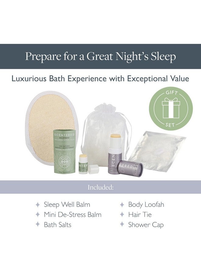 Scentered Prepare For A Great Night'S Sleep Bath Set - Bath Salts, Aromatherapy Balms, Body Loofah, Hair Tie & Shower Cap - Relaxing Bath Set For Restful Sleep - Bath Gift Set For Women - Image 2