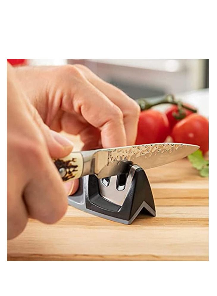 SYOSI Knife Sharpener Kitchen Knife Accessories, 2-Stage Knife Sharpener Helps Repair, Restore, Polish Blades for Kitchen and Home - Image 3